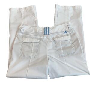 Adidas ClimaLite White pants capris blue stripe golf Sz 12 NWOT